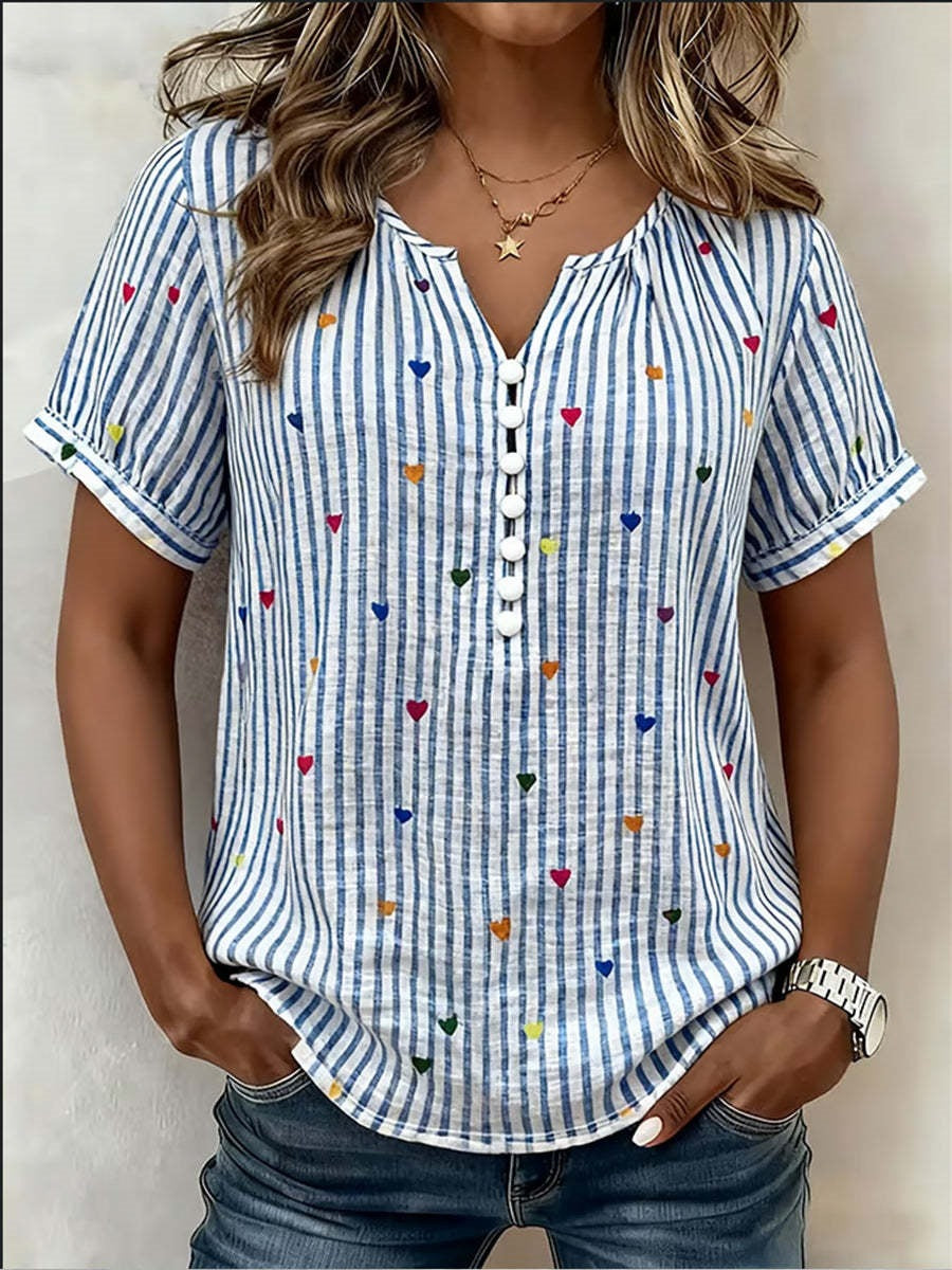 Chemisier Henley rayé Cœur coloré