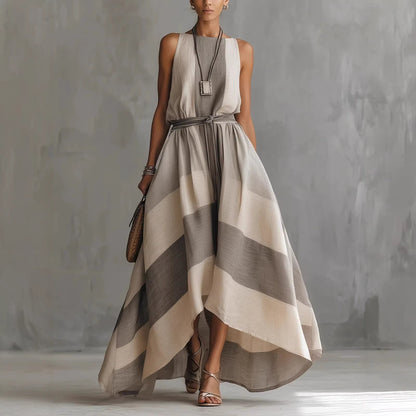 Sleeveless striped linen blend maxi dress
