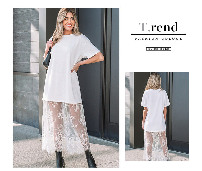 Robe Femme Ample en Dentelle Patchwork