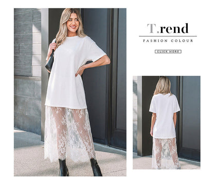 Robe Femme Ample en Dentelle Patchwork