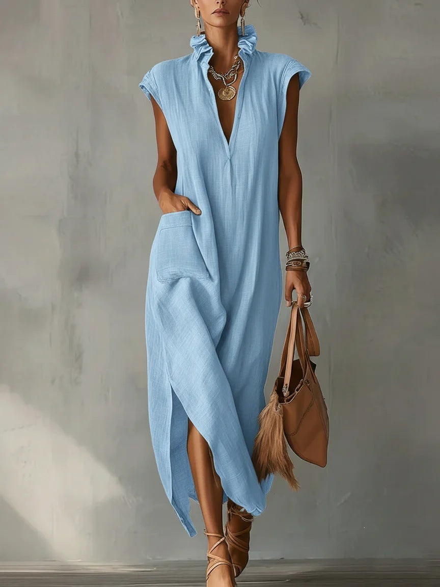 Robe longue de printemps à volants