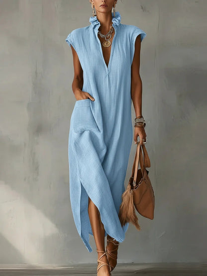 Robe longue de printemps à volants
