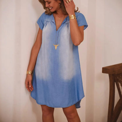 Robe droite en jean délavé ombré