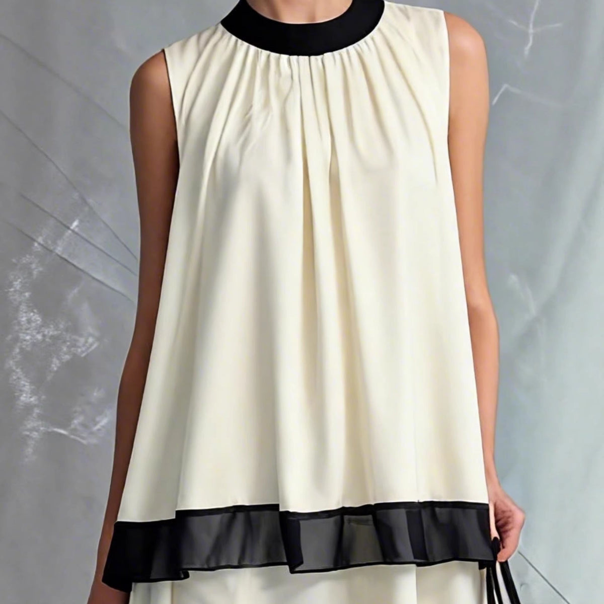 Ensemble long deux pièces étagé noir et blanc élégant