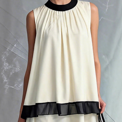 Ensemble long deux pièces étagé noir et blanc élégant