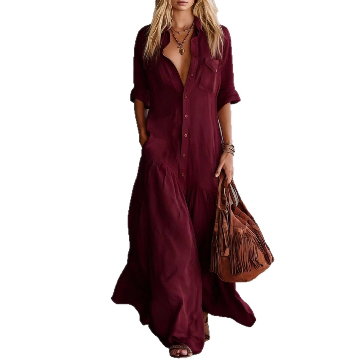 Robe en chambray décontractée pour les vacances à la plage