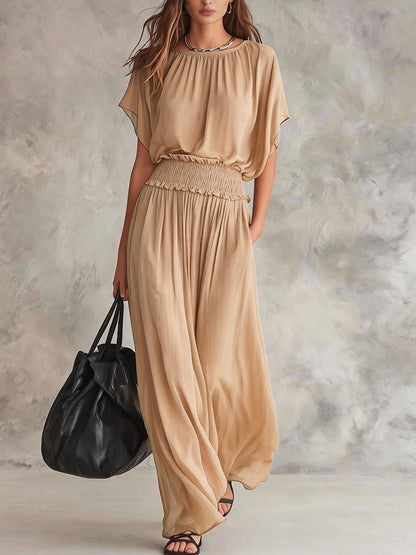 Combinaison ample à taille smockée et jambes larges