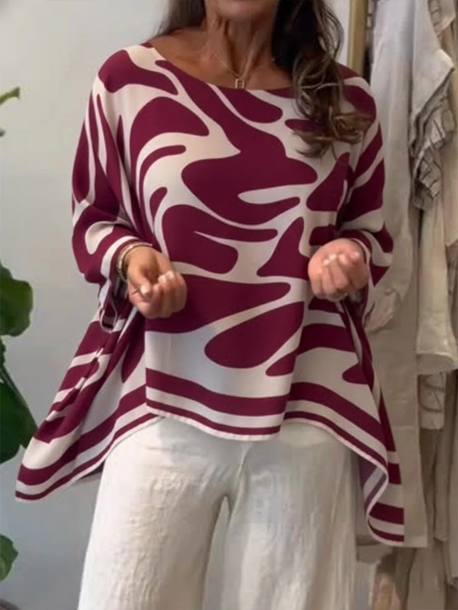 Blouse décontractée en mousseline imprimée à coupe ample