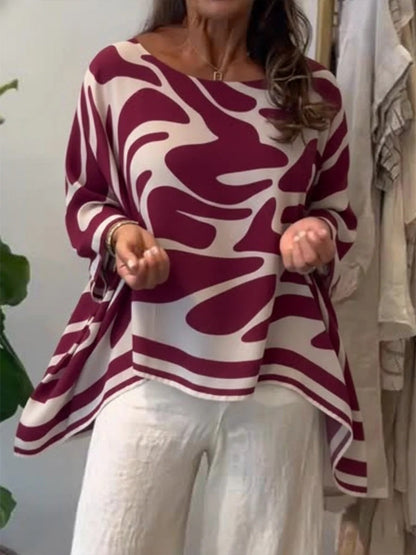 Blouse décontractée en mousseline imprimée à coupe ample
