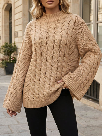 Pull à col roulé torsadé ample et surdimensionné pour femme, idéal pour l'automne et l'hiver