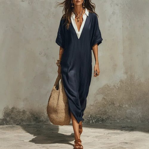 Nouvelle jupe longue décontractée style bohème à col en V profond