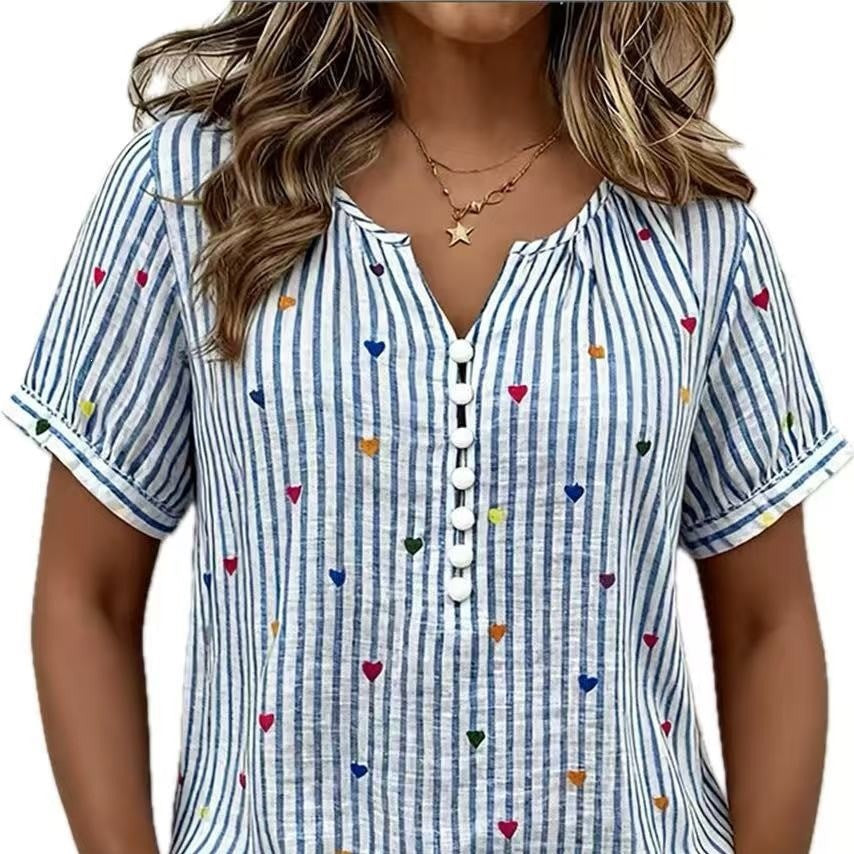 Chemisier Henley rayé Cœur coloré