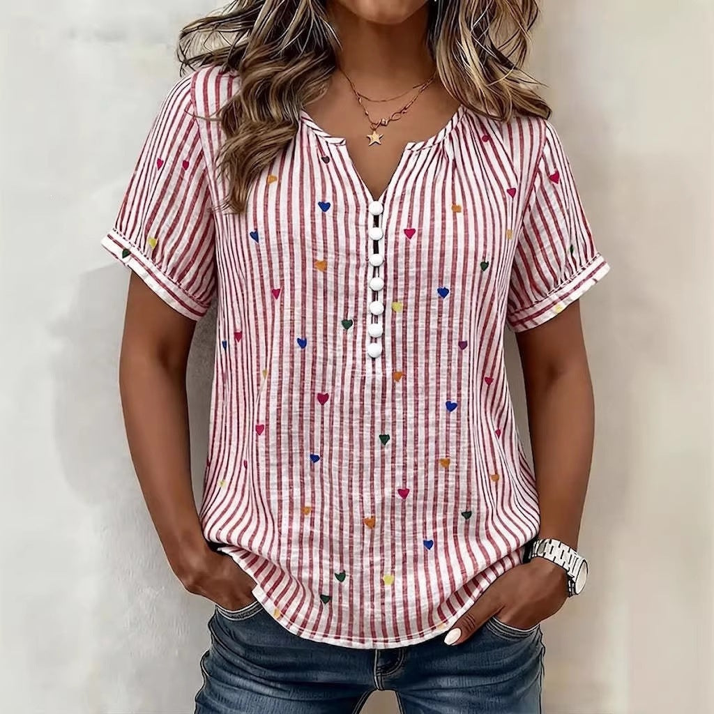 Chemisier Henley rayé Cœur coloré