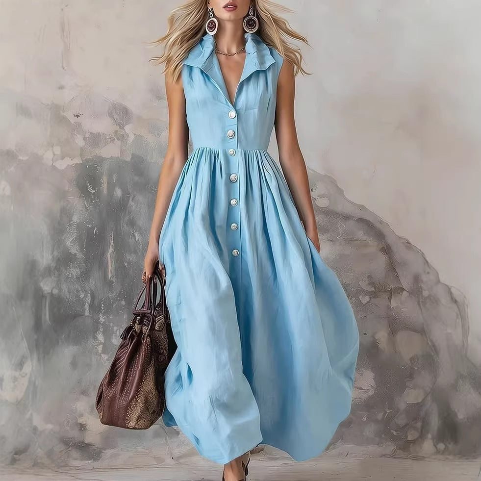 Jupe longue ajustée à revers de couleur unie élégante pour femmes