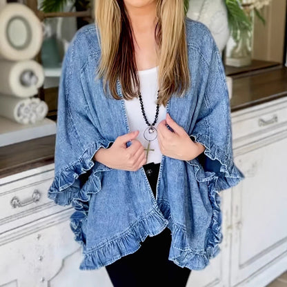Veste Kimono à Volants en Jean