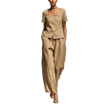 Ensemble deux pièces en lin sur mesure