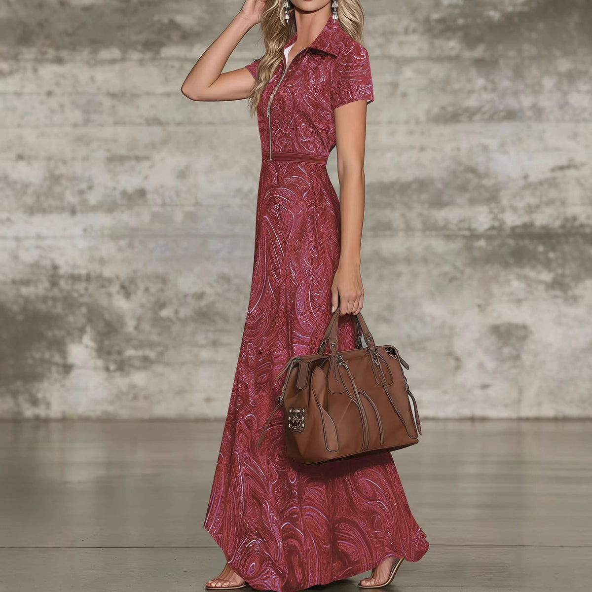 🌟 Robe longue intemporelle imprimée cachemire : L'élégance sans effort pour toutes les occasions