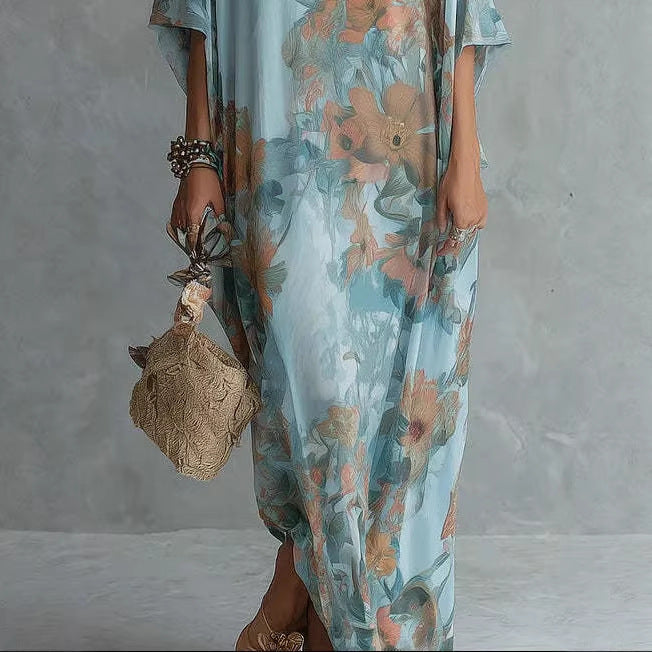 Robe longue bohémienne à imprimé floral