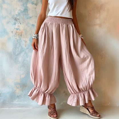 Pantalon sarouel ballon texturé froissé