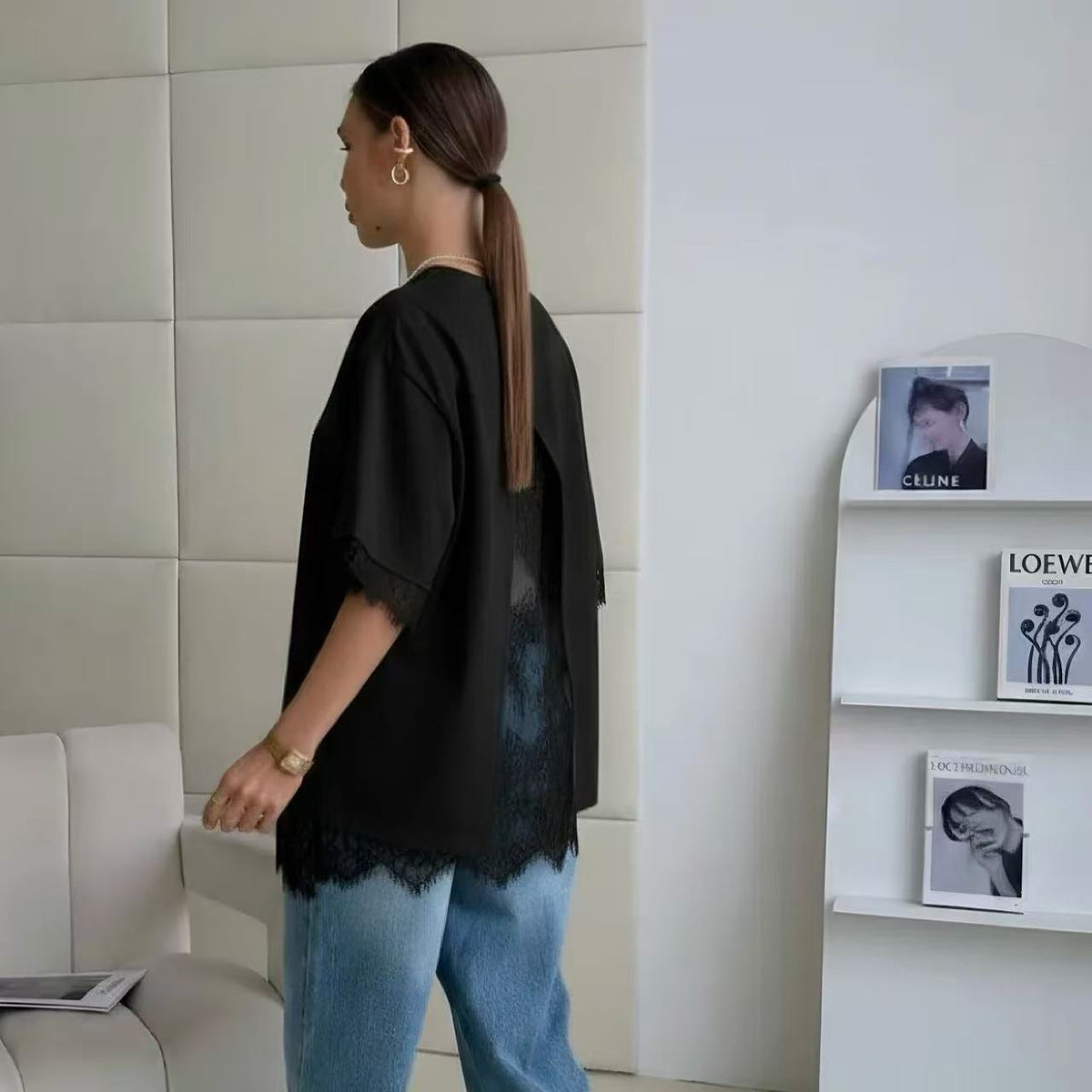 T-shirt oversize en dentelle