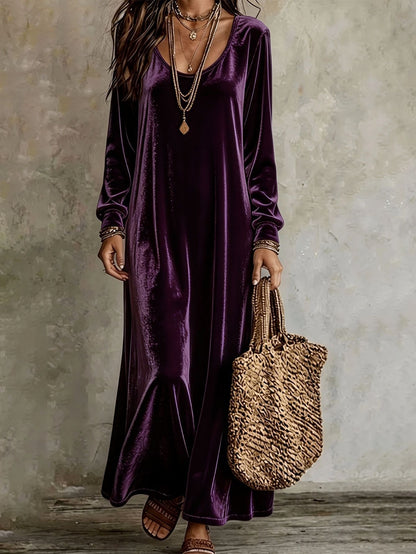 Robe longue en velours à manches longues