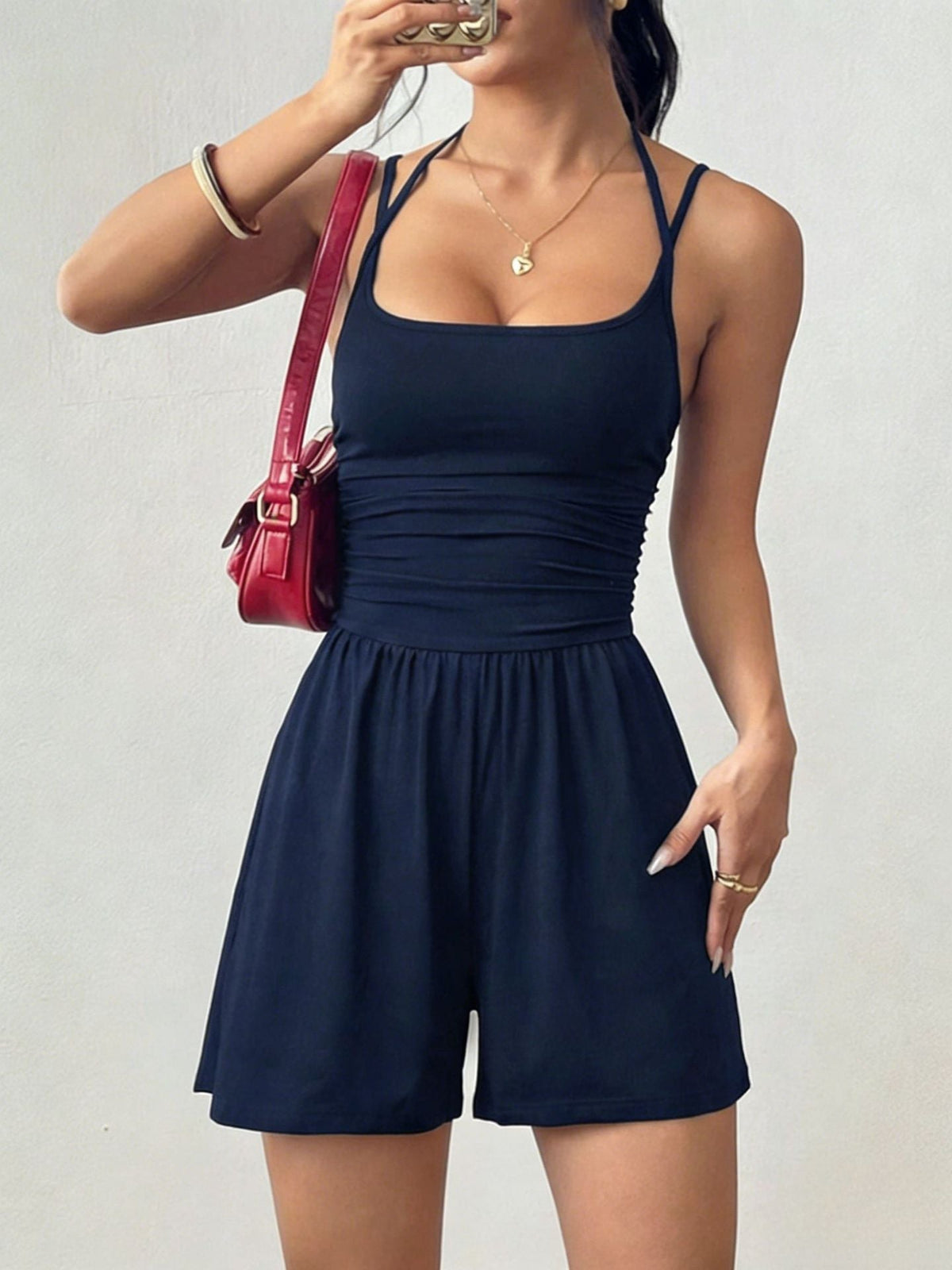 Combinaison ample à plis, coupe droite et décontractée pour femme Flirla