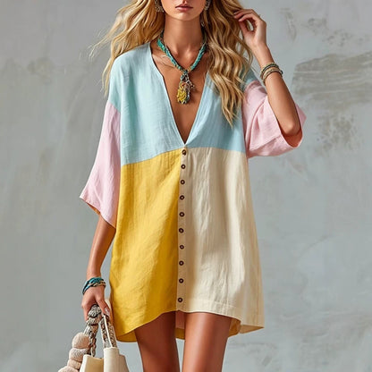 Robe Tunique Color Block « Sunset Breeze »