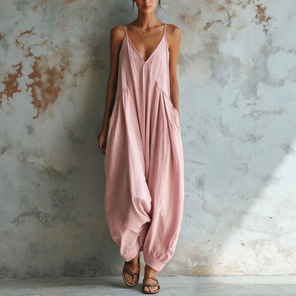 Casual V-neck Holiday Jumpsuit