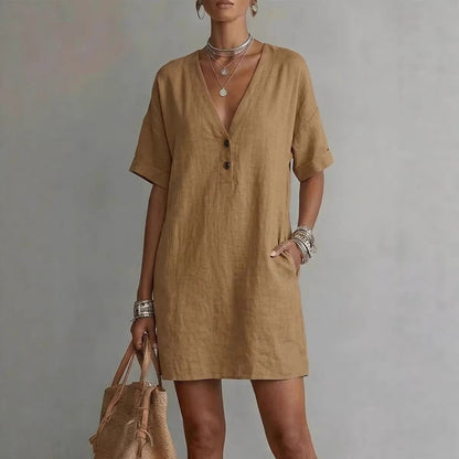 Robe ample décontractée d'été à col en V, nouvelle mode indépendante