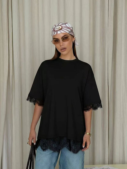 T-shirt oversize en dentelle