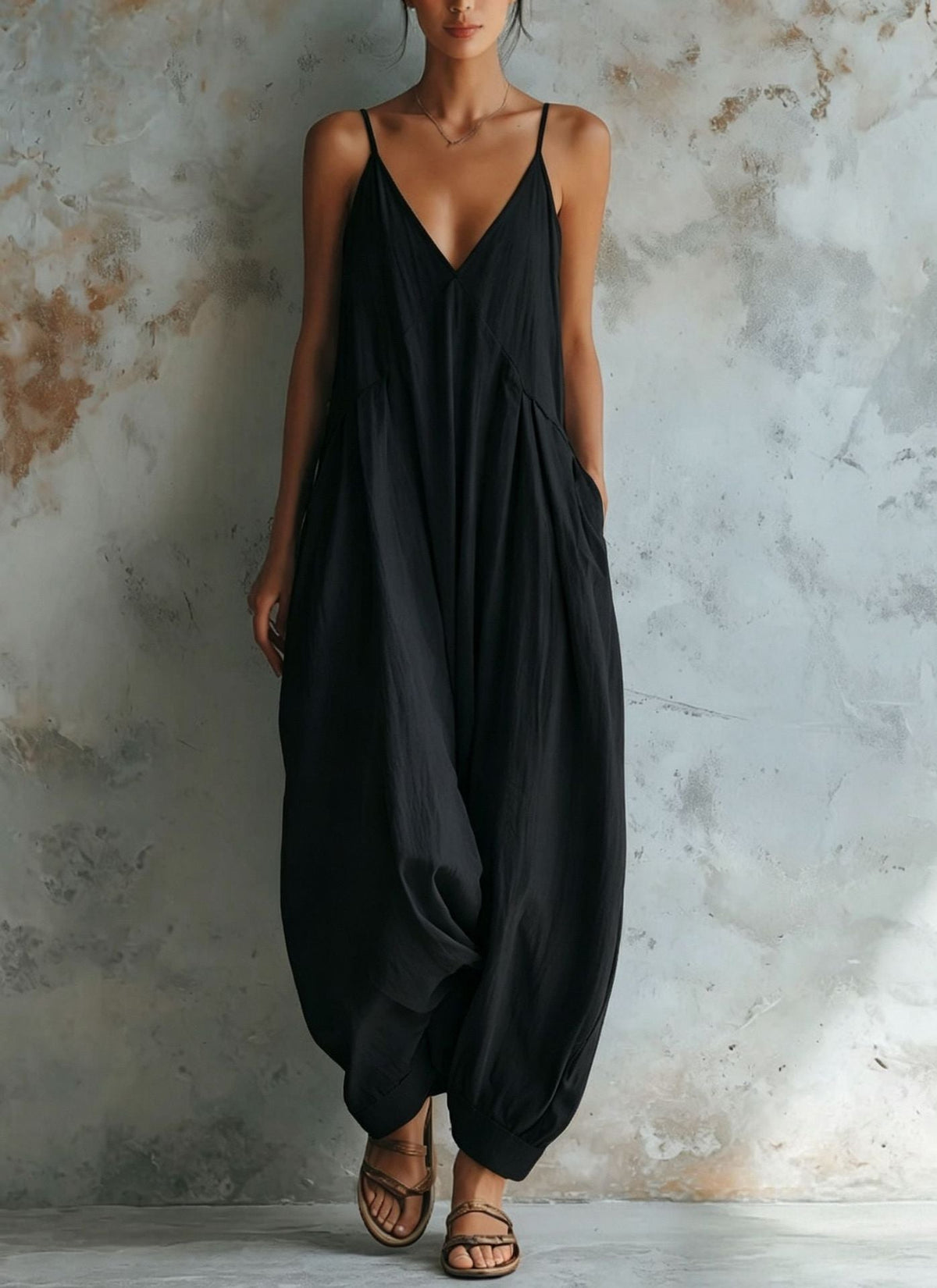 Casual V-neck Holiday Jumpsuit