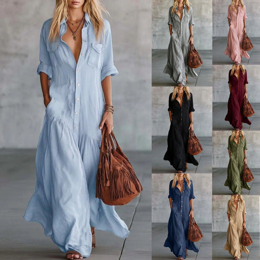 Robe en chambray décontractée pour les vacances à la plage