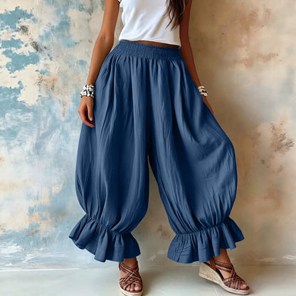 Pantalon sarouel ballon texturé froissé
