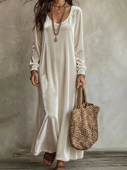 Robe longue en velours à manches longues