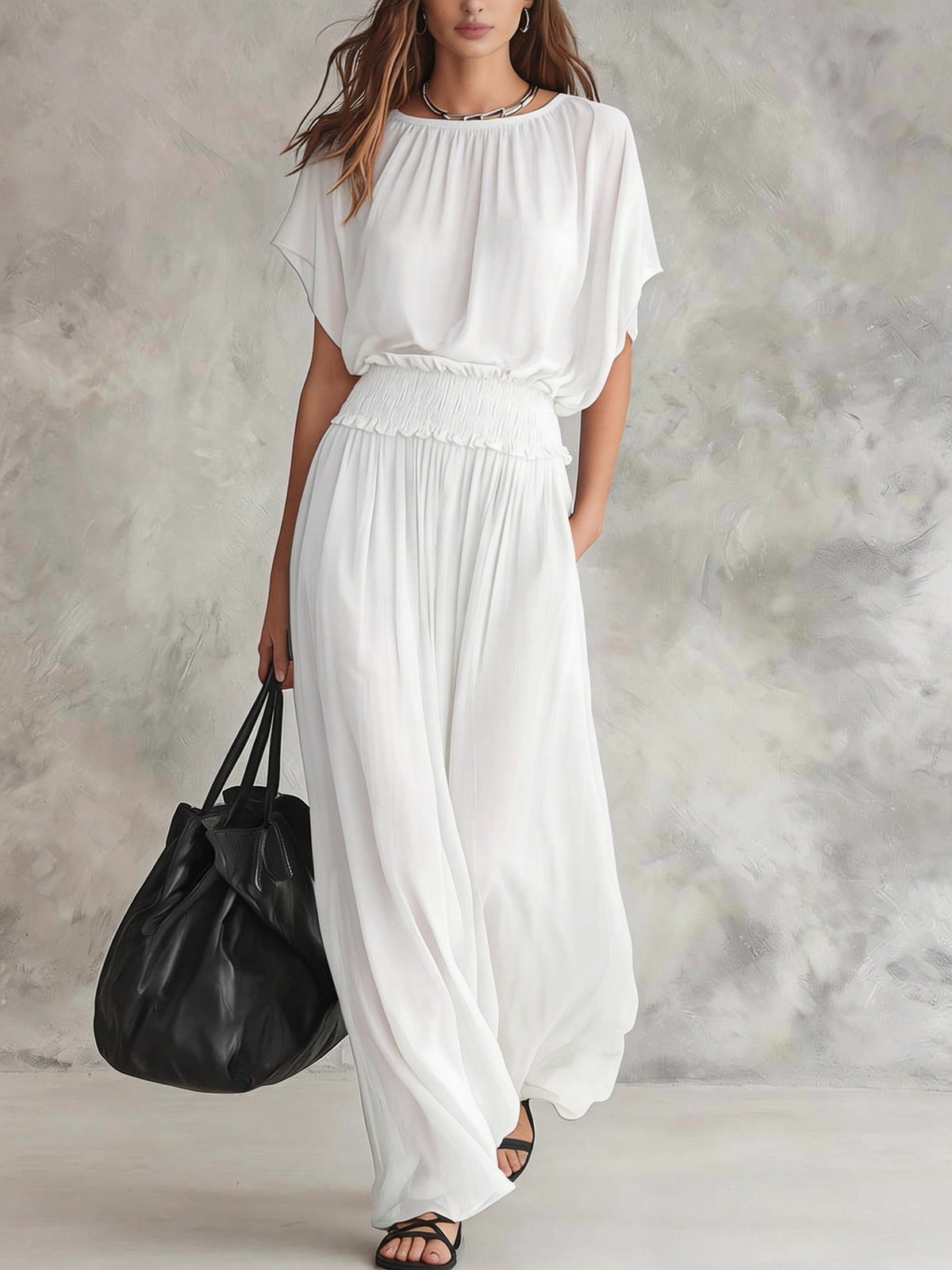 Combinaison ample à taille smockée et jambes larges