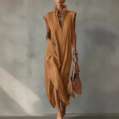 Robe longue de printemps à volants
