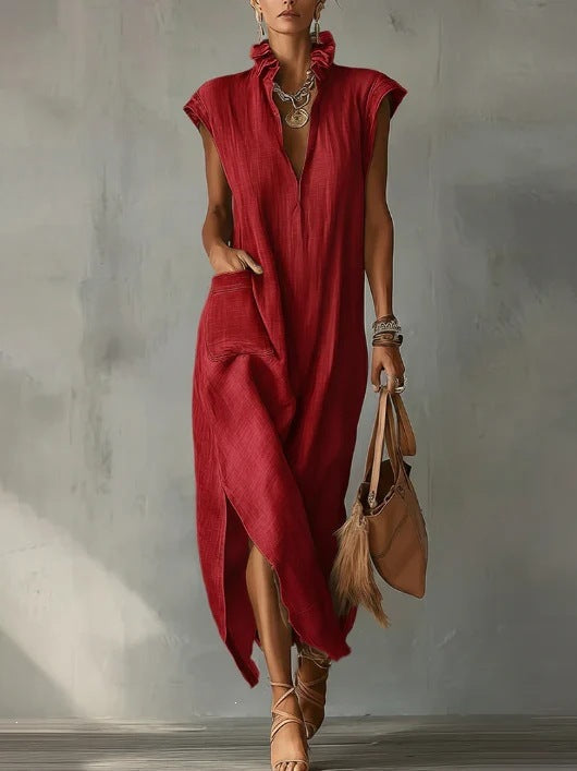 Robe longue de printemps à volants