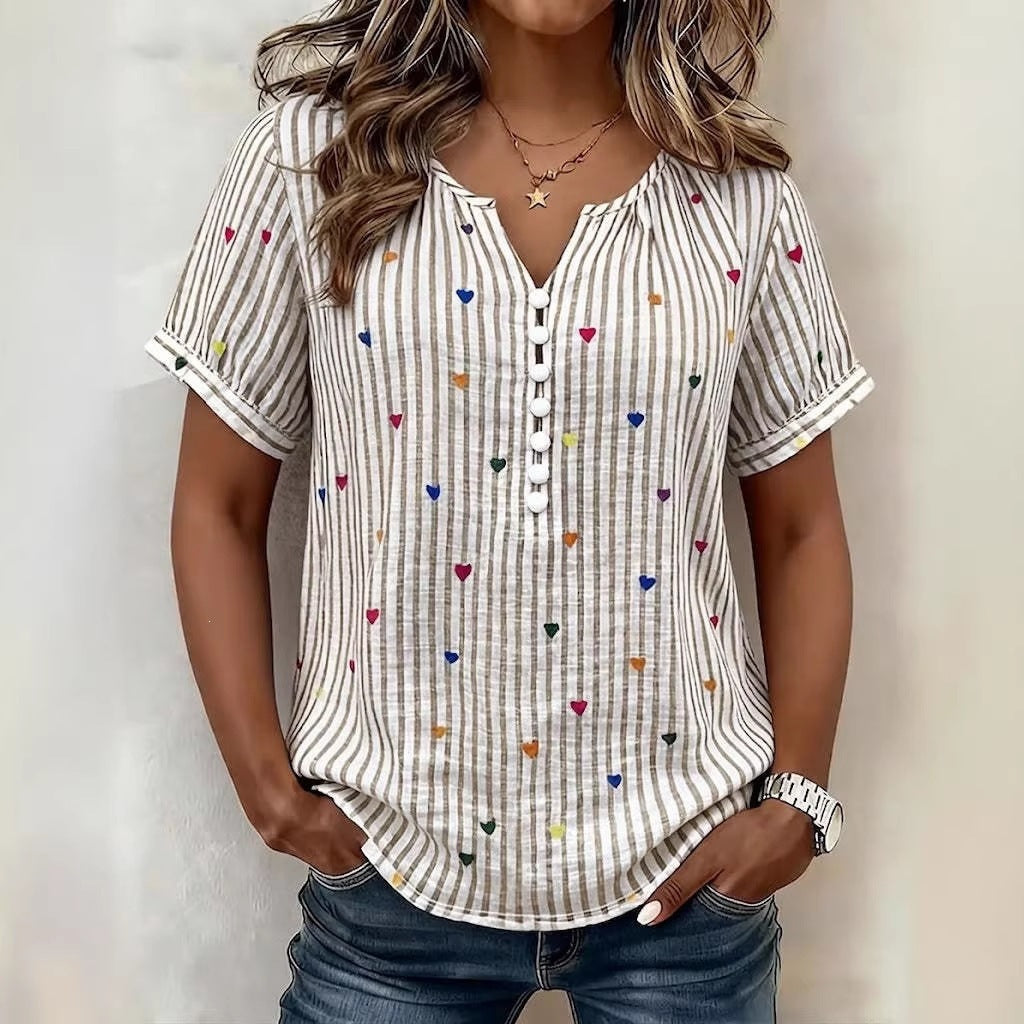 Chemisier Henley rayé Cœur coloré