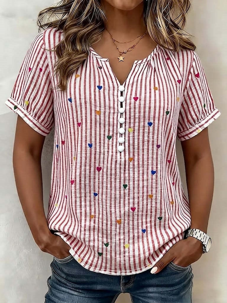 Chemisier Henley rayé Cœur coloré