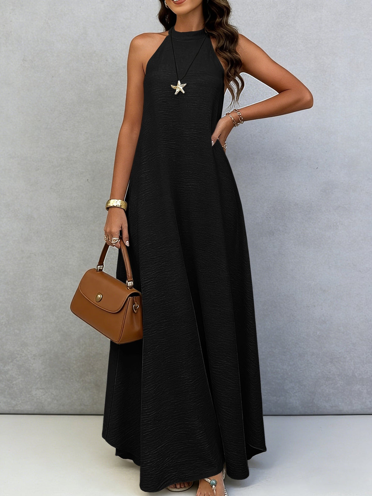 Robe longue dos-nu à nouer