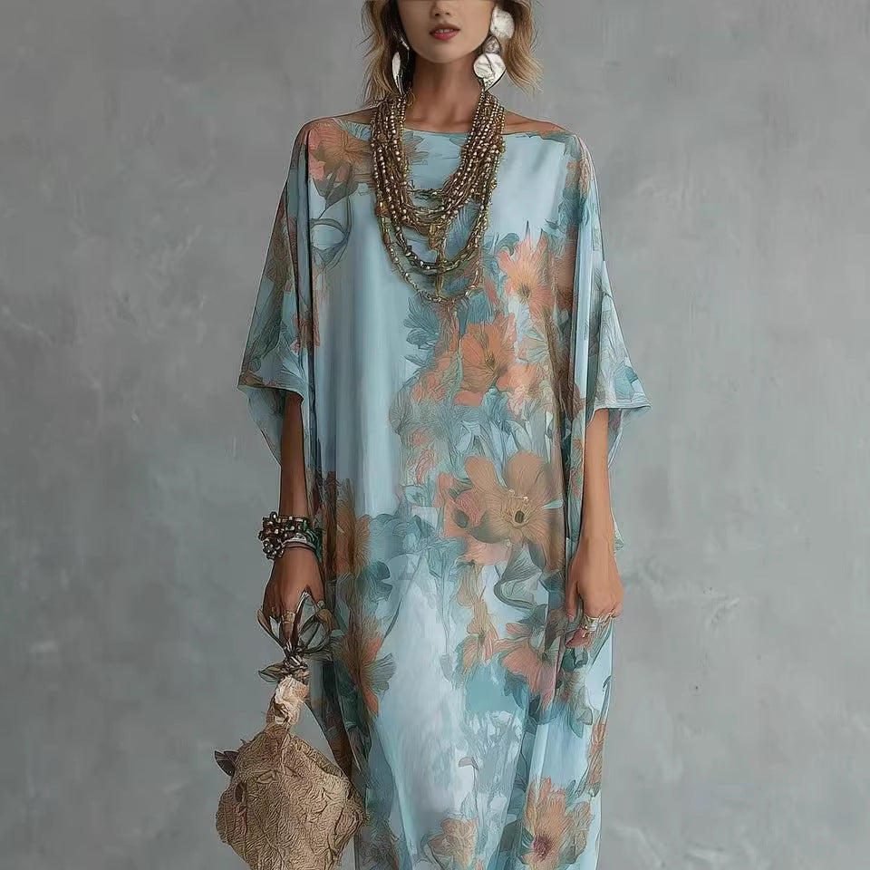 Robe longue bohémienne à imprimé floral