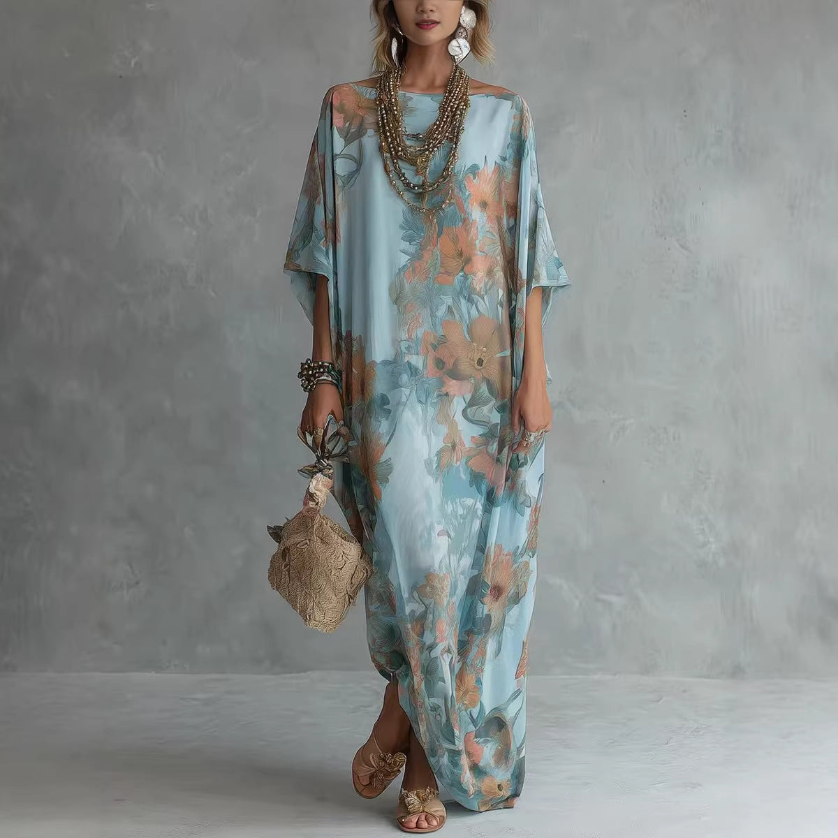 Robe longue bohémienne à imprimé floral