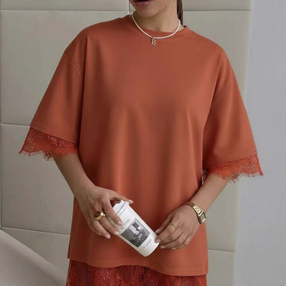 T-shirt oversize en dentelle