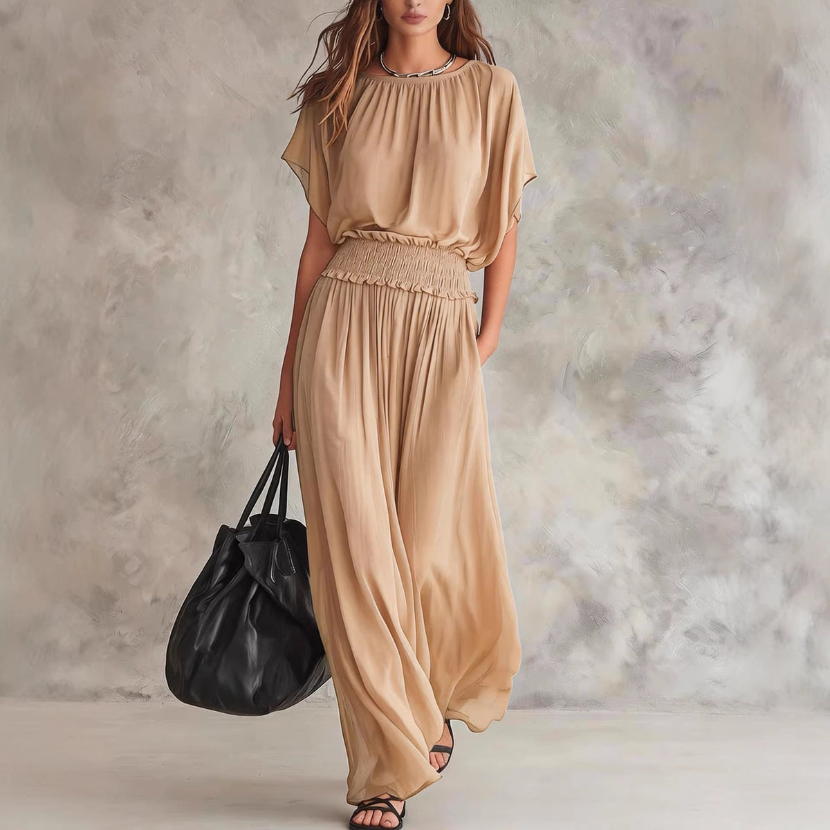 Combinaison ample à taille smockée et jambes larges