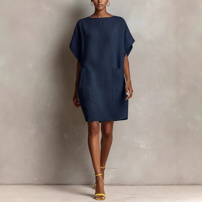 Robe droite sans effort en mélange de lin