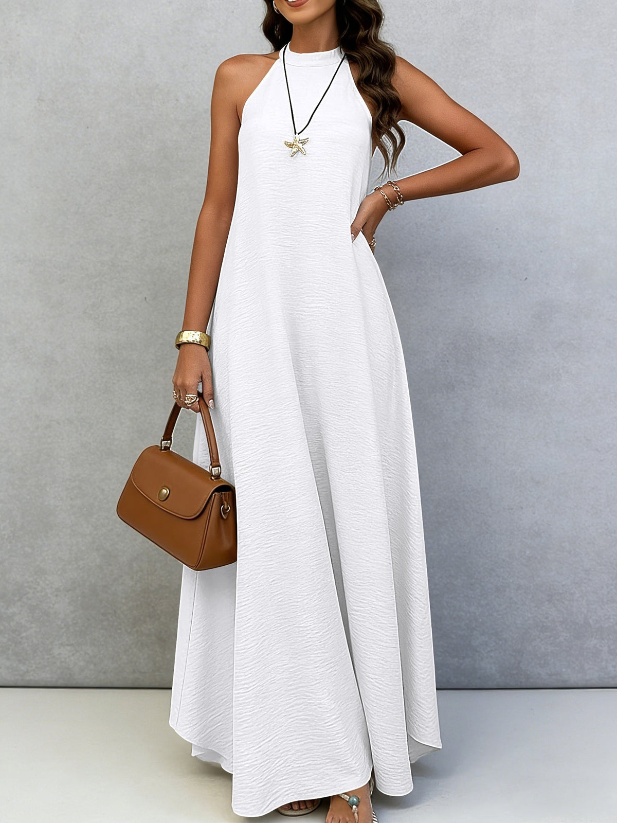 Robe longue dos-nu à nouer