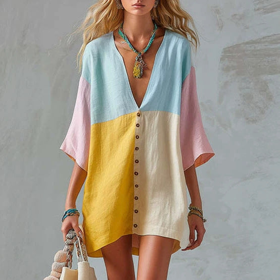 Robe Tunique Color Block « Sunset Breeze »