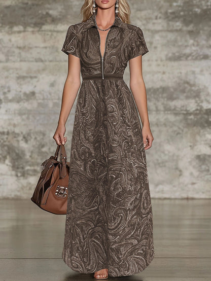 🌟 Robe longue intemporelle imprimée cachemire : L'élégance sans effort pour toutes les occasions