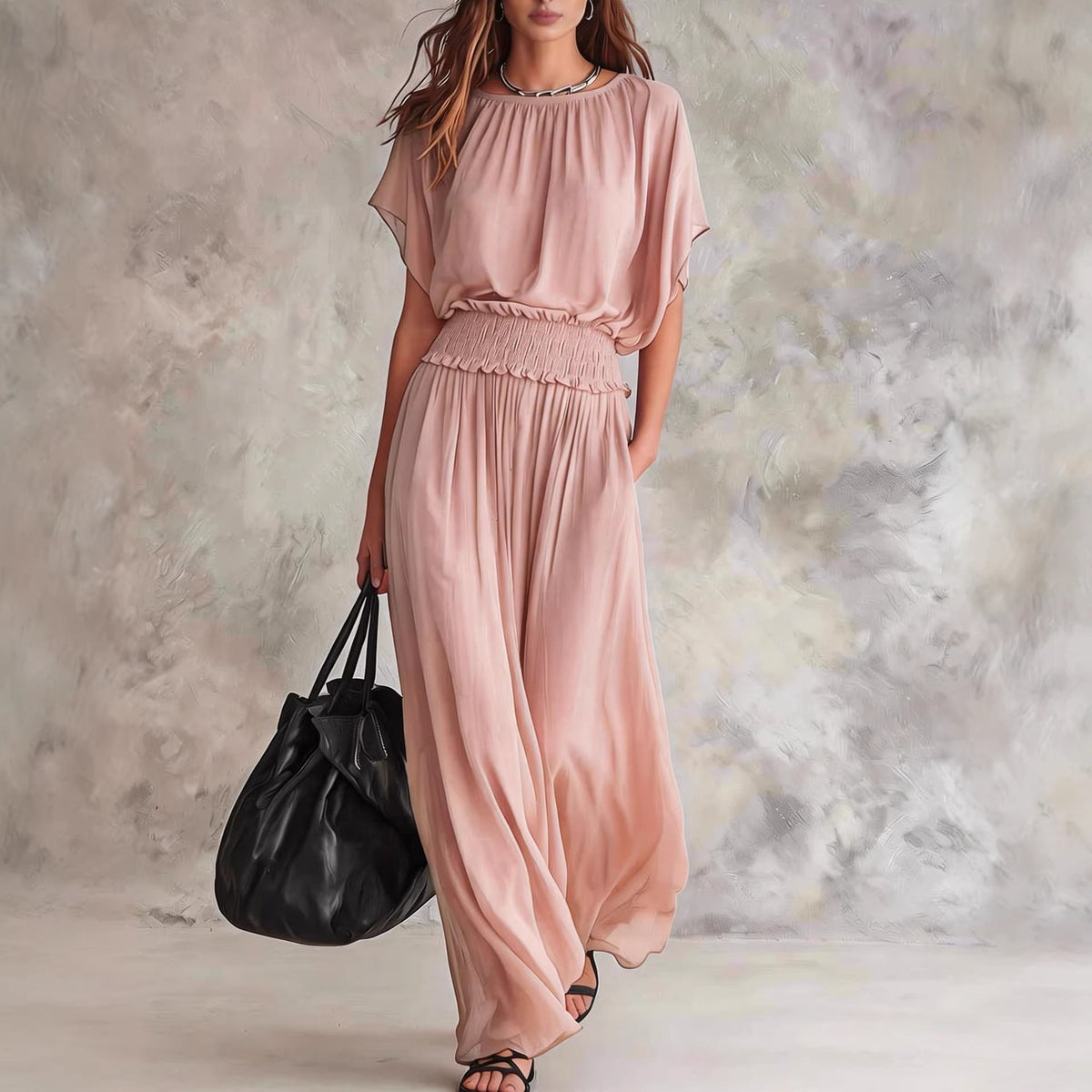 Combinaison ample à taille smockée et jambes larges