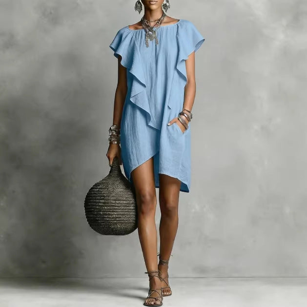 Robe à volants élégante et romantique aux couleurs contrastées